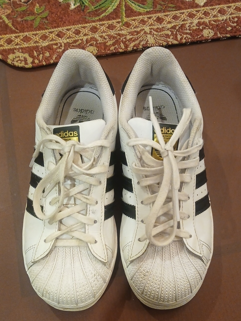 Adidas White and Black Three-Stripe Sneakers